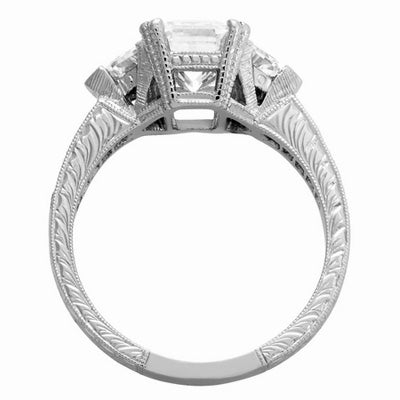 Emerald cut Semi-Mount Engagement Ring