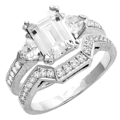 Emerald cut Semi-Mount Engagement Ring