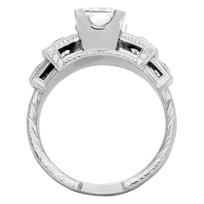 Emerald cut Semi-Mount Engagement Ring