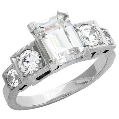 Emerald cut Semi-Mount Engagement Ring