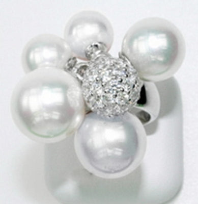 Indulgence - White Pearls with CZ Ring