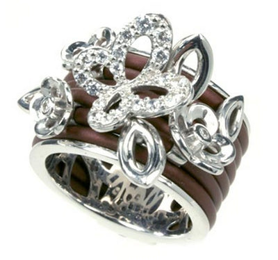Wildflower - Brown Rubber with CZ Ring