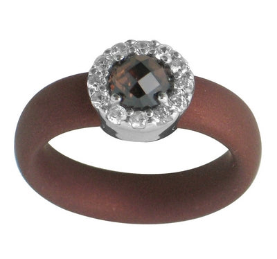 Diana - Brown Rubber with CZ Ring