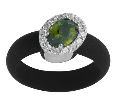 Diana - Black Rubber with CZ Ring
