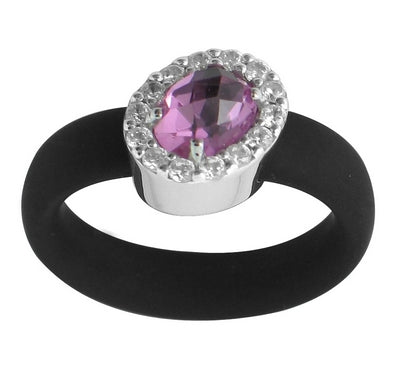 Diana - Black Rubber and CZ Ring