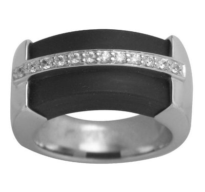 Enrapture Straight - Black Rubber with CZ Ring