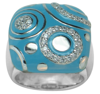 Galaxy - Turquoise Enamel with CZ Ring