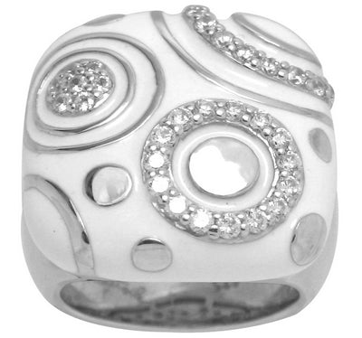 Galaxy - White Enamel with CZ Ring