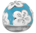 Jasmine - Blue and White Enamel with CZ Ring