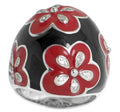 Jasmine - Black and Red Enamel with CZ Ring
