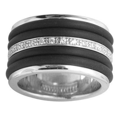 Enrapture Row - Black Rubber with CZ Ring
