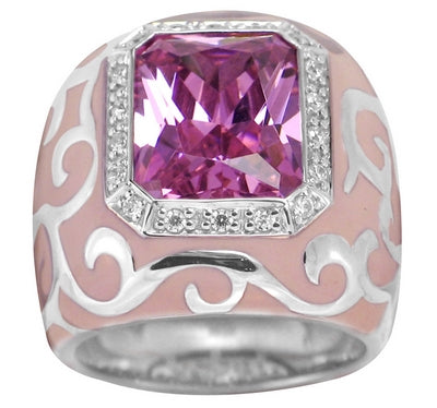 Royale - Pink Enamel with CZ Ring