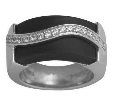 Enrapture Wavy - Black Rubber with CZ Ring