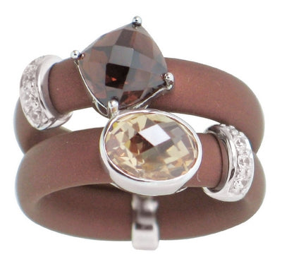 Venezia - Brown Rubber with CZ Ring
