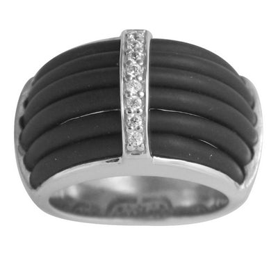 Enrapture Vertical - Black Rubber with CZ Ring