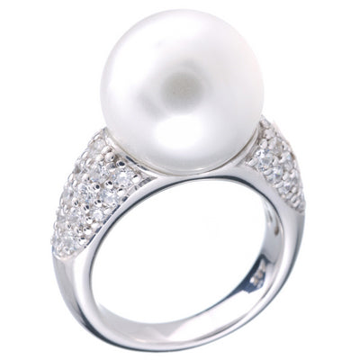 Pearl Candy - White Pearl with CZ Ring