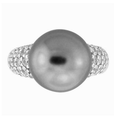 Pearl Candy - Grey Pearl with CZ Ring