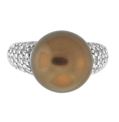 Pearl Candy - Brown Pearl with CZ Ring