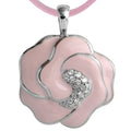 Rose - Pink Enamel with CZ Pendant