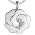 Rose - White Enamel with CZ Pendant