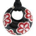 Jasmine - Red and Black Enamel with CZ Pendant