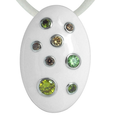 Glitter - White Enamel with CZ Pendant