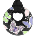 Papillon - Black Enamel with CZ Pendant