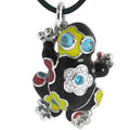 Lucky Frog - Black Enamel with CZ Pendant