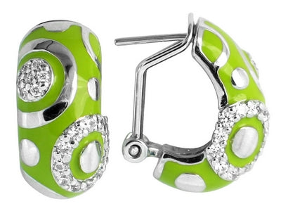 Galaxy - Green Enamel with CZ Earrings