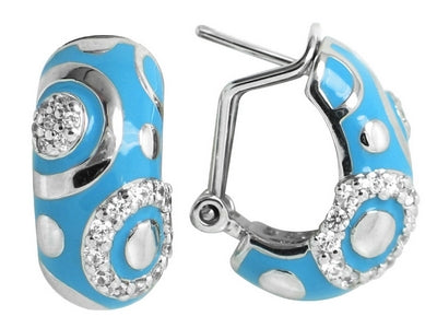 Galaxy - Turquoise Enamel with CZ Earrings