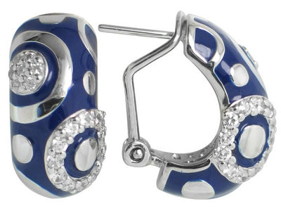 Galaxy - Blue Enamel with CZ Earrings