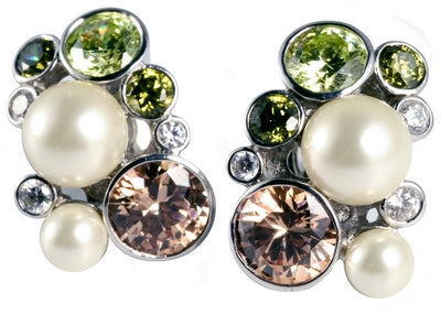 Potpourri - Pearl and Champagne Colored CZ Earrings