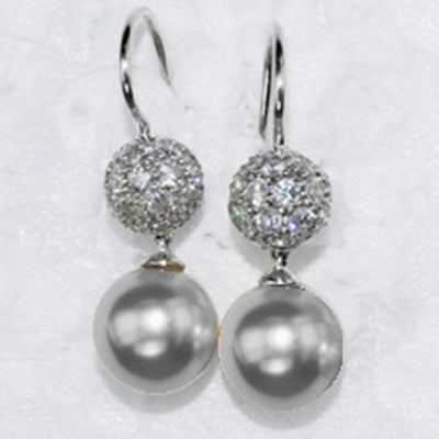 Luxury - Grey Pearls with CZ Earrings