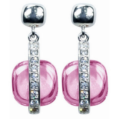 Bubblegum - Pink Colored CZ Earrings