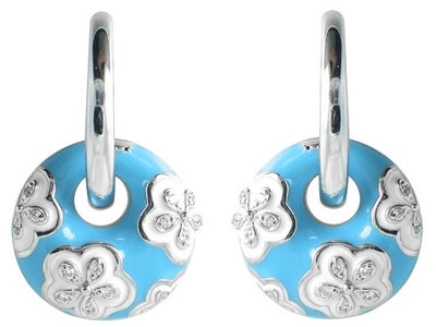 Jasmine - Turquoise Enamel with CZ Earrings