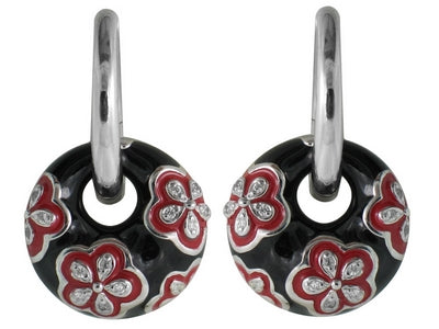 Jasmine - Black Enamel with CZ Earrings