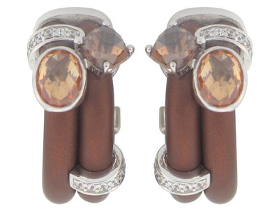 Venezia - Brown Rubber with CZ Earrings