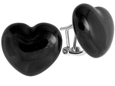 Candy Heart - Black Enamel Earrings