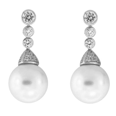 Pearl Drop - White Pearls with CZ Earrings