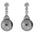 Pearl Drop - Grey Pearls with CZ Earrings