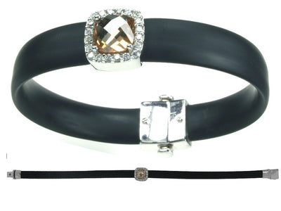 Diana Single - Black Rubber with CZ Bracelet