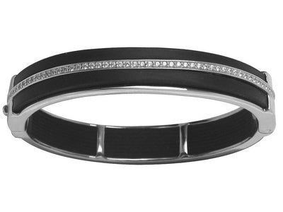Enrapture Straight - Black Rubber with CZ Bangle