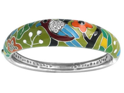 Perroquet - Green Enamel with CZ Bangle