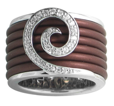 Swirl - Brown Rubber with CZ Ring
