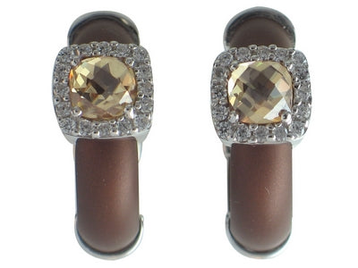 Diana - Brown Rubber with CZ Earrings