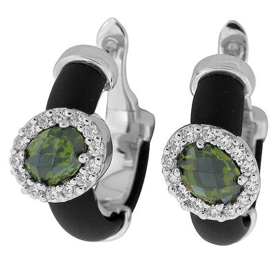 Diana - Black Rubber with CZ Earrings