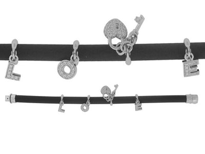 Flirt - Black Rubber with CZ Charm Bracelet