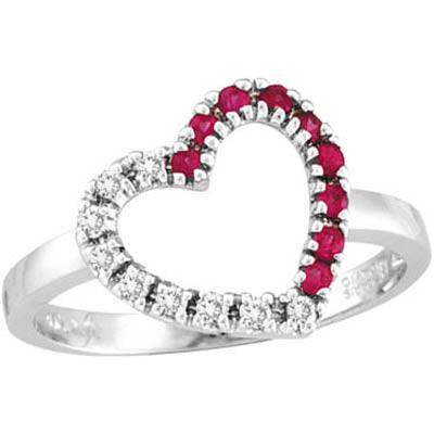 Diamond and Pink Sapphire Heart Ring