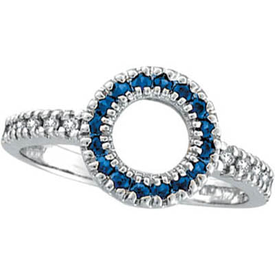 Diamond and Blue Sapphire Circle Ring