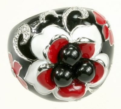 Ambrosia - Black Enamel with CZ Ring